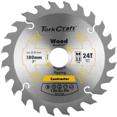 (image for) Blade Contractor 180 X 24t 30/20/16 Circular Saw Tct