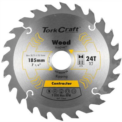 (image for) Blade Contractor 185 X 24t 30/20/16/1 Circular Saw Tct