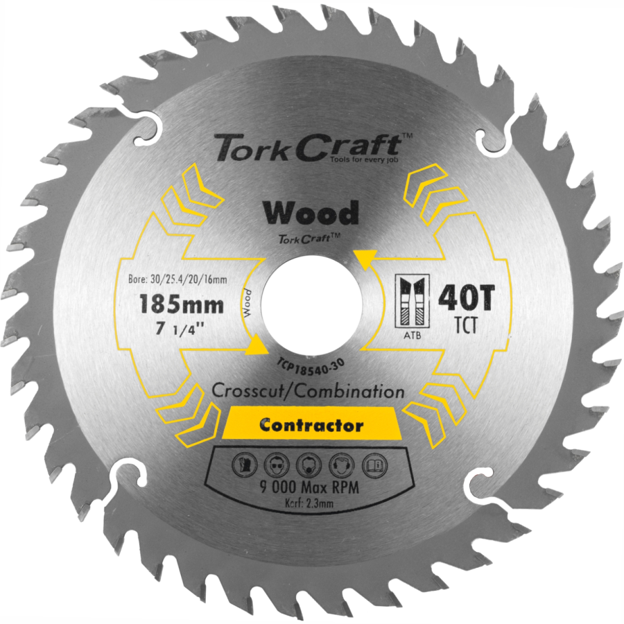 (image for) Blade Contractor 185 X 40t 30/20/16/1 Circular Saw Tct
