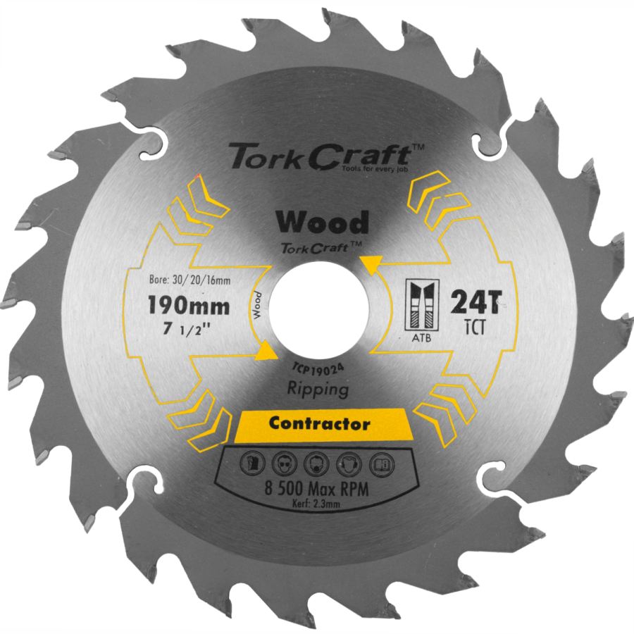 (image for) Blade Contractor 190 X 24t 30/20/16 Circular Saw Tct