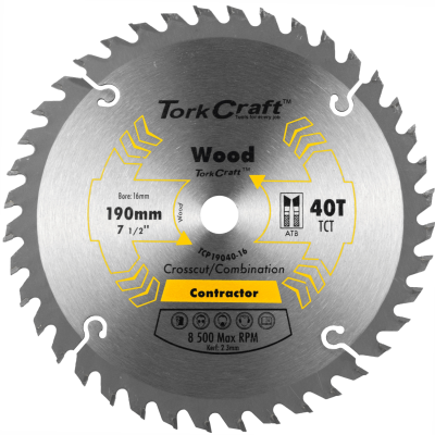 (image for) Blade Contractor 190 X 40t 16mm Circular Saw Tct