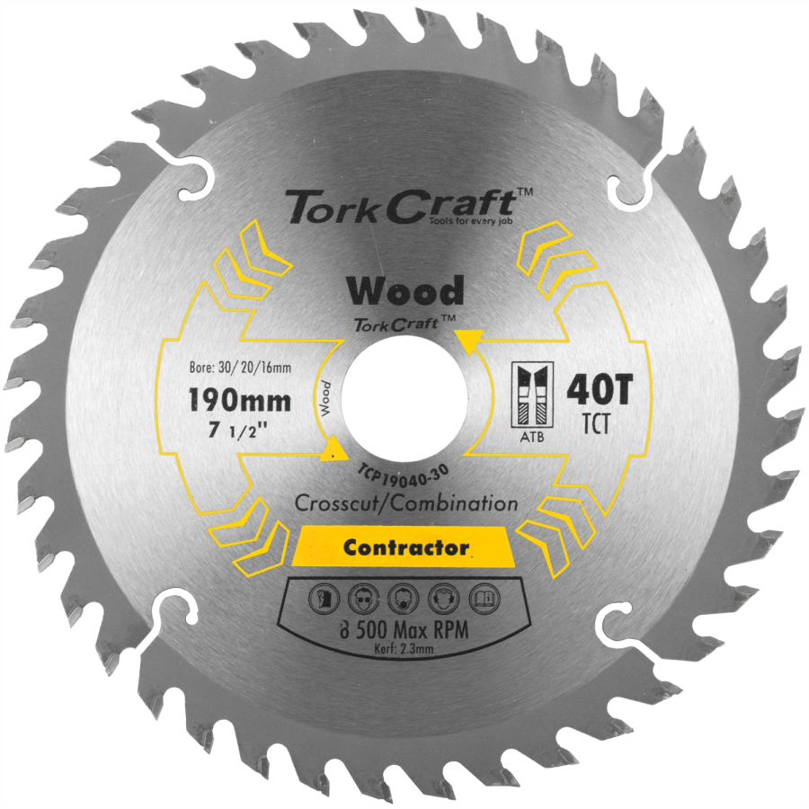 (image for) Blade Contractor 190 X 40t 30/20/16 Circular Saw Tct