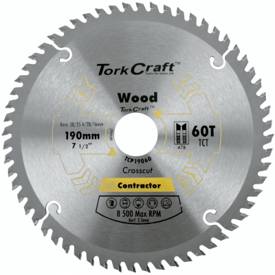(image for) Blade Contractor 190 X 60t 30/1/20/16 Circular Saw Tct