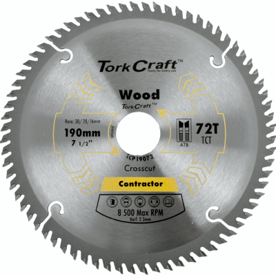 (image for) Blade Contractor 190 X 72t 30/20/ Circular Saw Tct