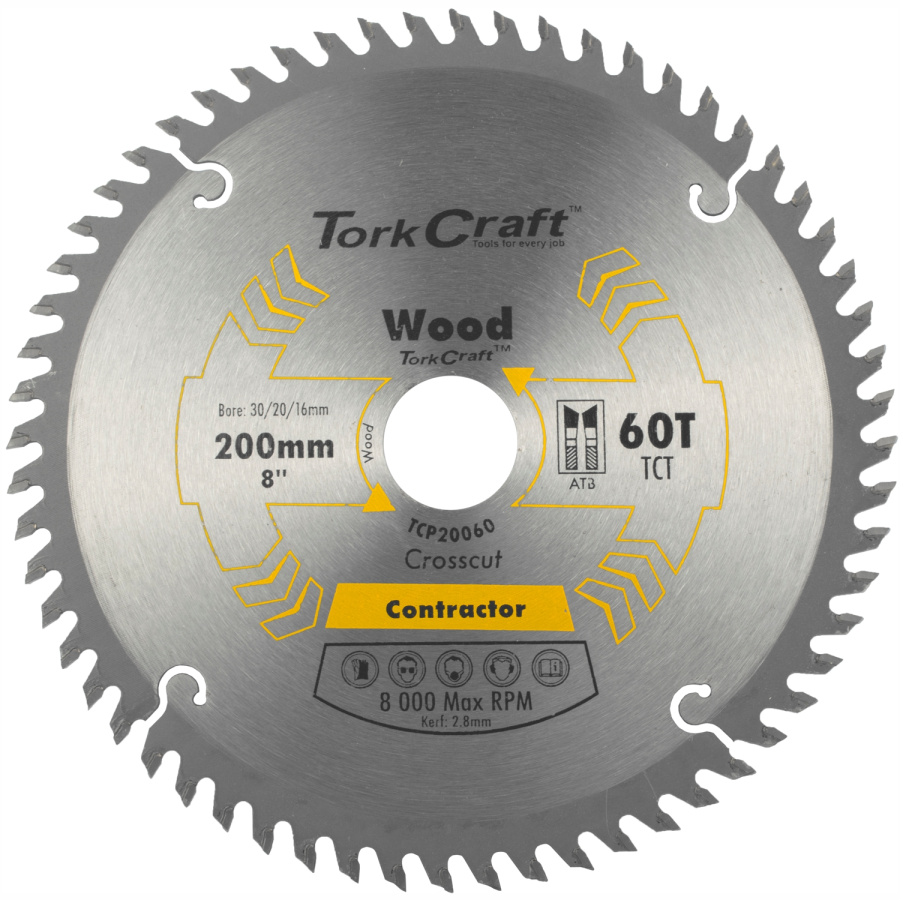 (image for) Blade Contractor 200 X 60t 30/20/16 Circular Saw Tct