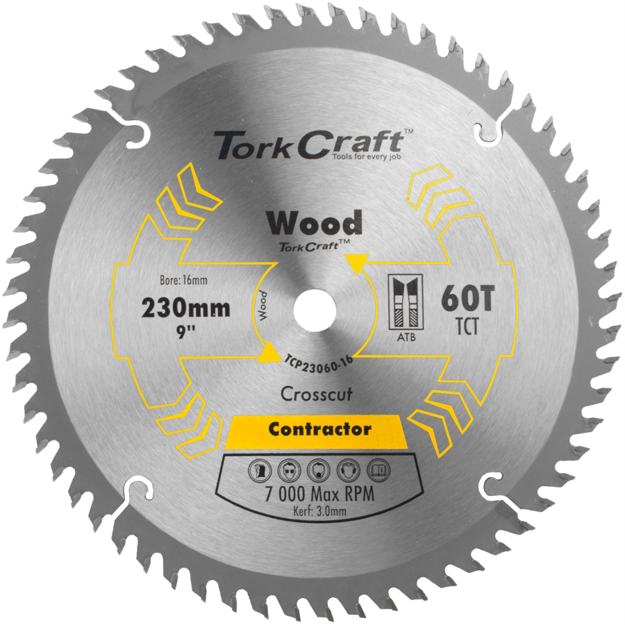 (image for) Blade Contractor 230 X 60t 16mm Circular Saw Tct