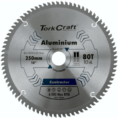 (image for) Blade Contractor Alum 250 X 80t Tcg Neg 30mm Circular Saw Tct