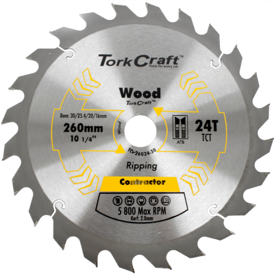 (image for) Blade Contractor 260 X 24t 30/1/20/16 Circular Saw Tct