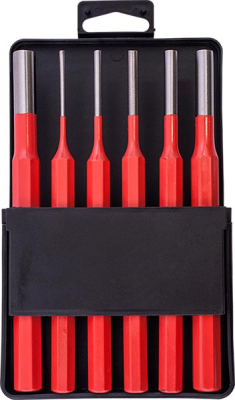 (image for) Tork Craft Pin Punch Set 6pc - 2.5, 3.5, 4. 5, 6, 8, 10mm Red