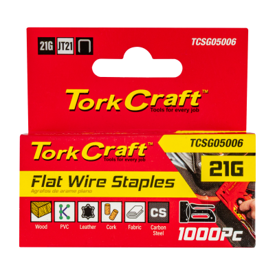 (image for) Flat Wire Staple 21g X 0.7mm X 6mm Jt21 1000pc C/steel For Tcsg0500