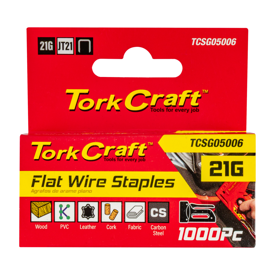 (image for) Flat Wire Staple 21g X 0.7mm X 6mm Jt21 1000pc C/steel For Tcsg0500
