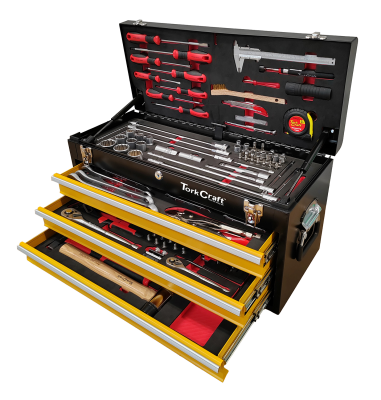 (image for) Tork Craft Trackbox 2.0 127-Piece 3-Drawer Top Tool Box 600 x 250 x 320mm TCTB127