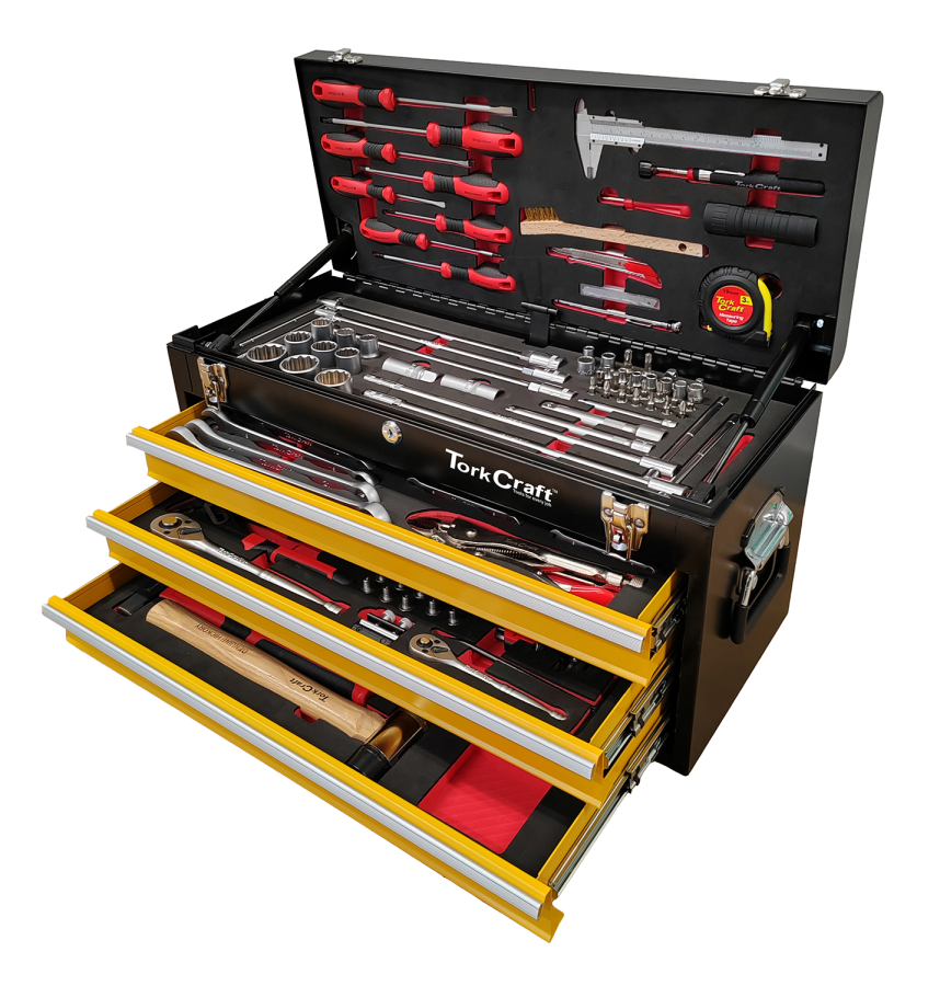 (image for) Tork Craft Trackbox 2.0 127-Piece 3-Drawer Top Tool Box 600 x 250 x 320mm TCTB127