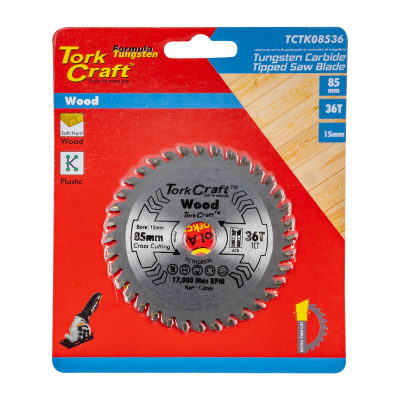 (image for) Tct Saw Blade 85mm X 1.2mm X 15mm X 36t Wood Thin Kerf