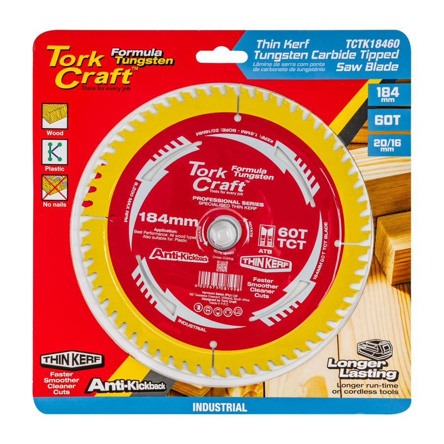 (image for) Saw Blade Thin Kerf 184 X 60t 20/16 Tct