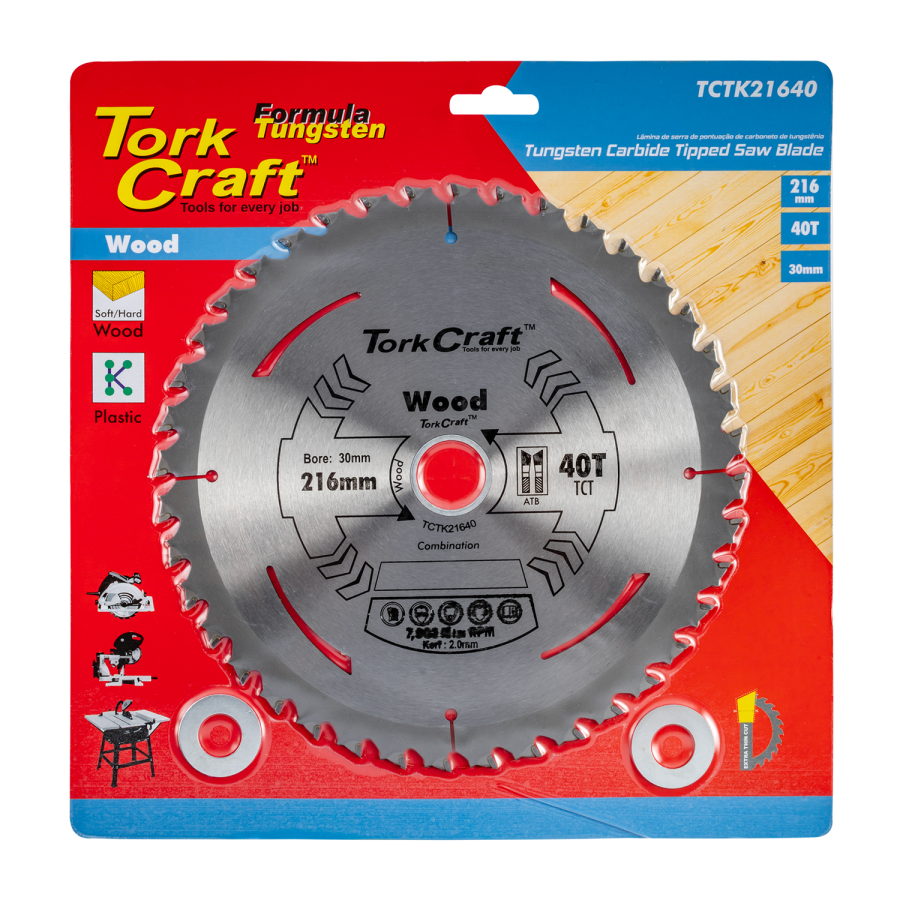 (image for) Tct Saw Blade 216mm X 2.0mm X 30mm X 40t Wood Thin Kerf