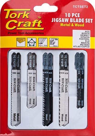 (image for) Jigsaw Blade Set 10 Pce For Metal & Wood T - Shank
