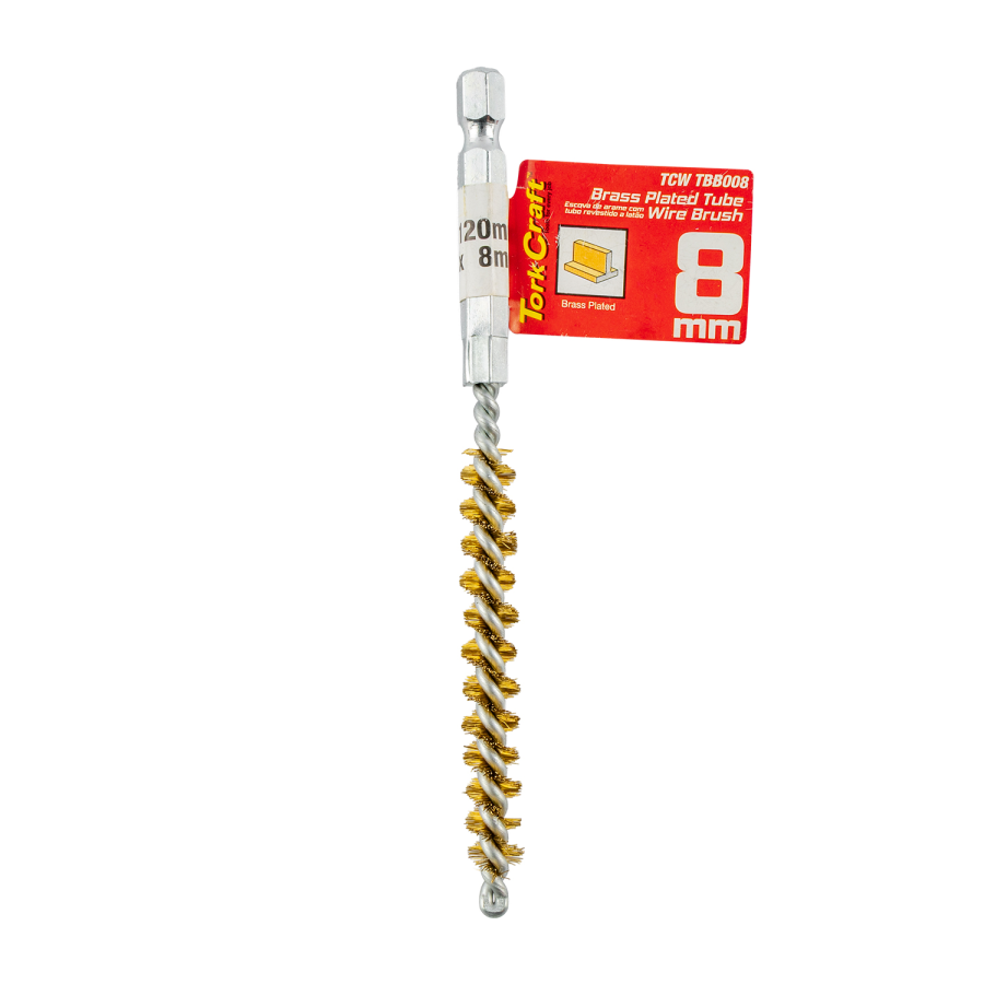 (image for) Tube Brush 8mm X 120mm Brass Wire 6,35mm Hex Shank