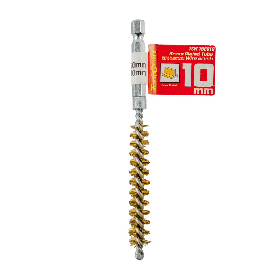 (image for) Tube Brush 10mm X 120mm Brass Wire 6,35mm Hex Shank