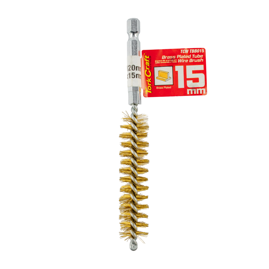 (image for) Tube Brush 15mm X 120mm Brass Wire 6,35mm Hex Shank