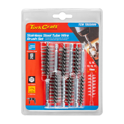 (image for) Tube Brush 6pc Set Stainless Steel 6,35mm Hex Shank