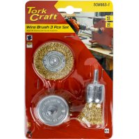 Wire Brush Set 3pce With 6mm Shaft End/circ/cup (image for) Wire Brush Set 3pce With 6mm Shaft End/circ/cup