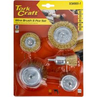 Wire Brush Set 5pce With 6mm Shaft Cup/circ/end (image for) Wire Brush Set 5pce With 6mm Shaft Cup/circ/end