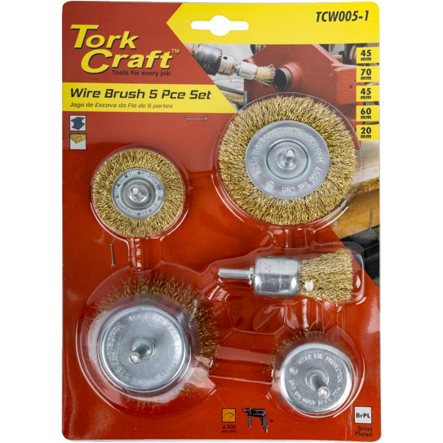 (image for) Wire Brush Set 5pce With 6mm Shaft Cup/circ/end