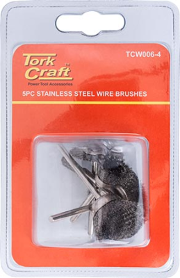 (image for) Wire Brushes Mini 5pc Stainless Steel 3.2mm Shaft Assorted Shapes