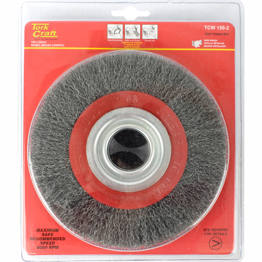 (image for) Wire Wheel Brush 150 X 25mm 0.30mm Wire Bench Grinder Blister