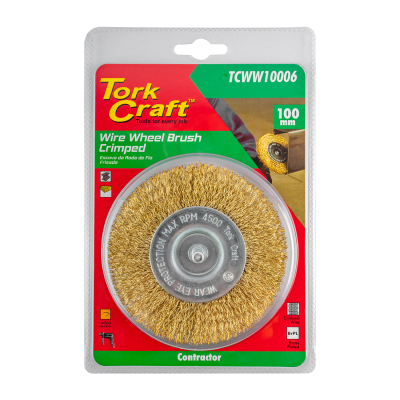 (image for) Wire Wheel Brush 100mm X 6mm Shaft Blister