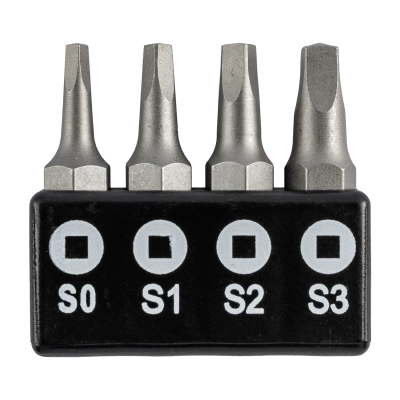 (image for) Screwdriver Bit Set Square Recess 4pce 25mm Sq0.1.2.3