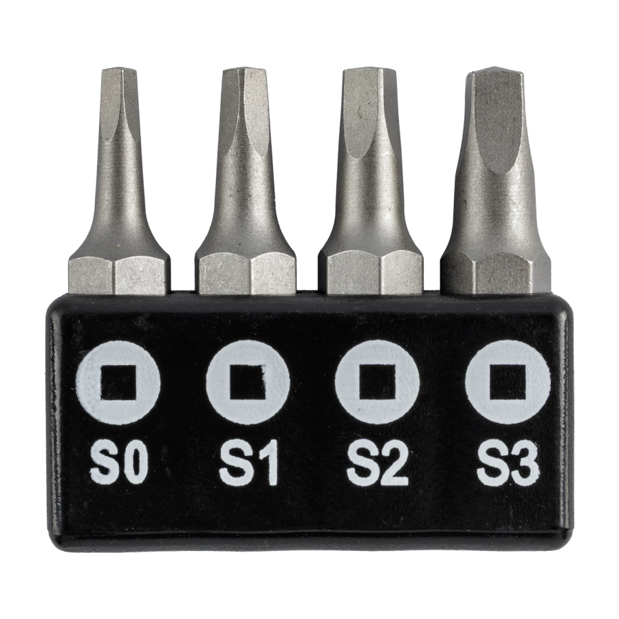 (image for) Screwdriver Bit Set Square Recess 4pce 25mm Sq0.1.2.3