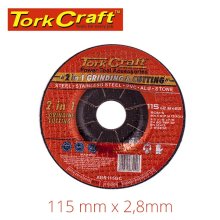 Tork Craft 2 In 1 Grinding & Cutting Disc 115mm X 2.8 X 0.22 Steel/Ss/Pva/Alu/Sto