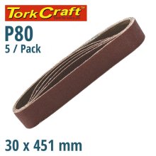 Tork Craft Sanding Belt 30 X 451 Power Hole 80 Grit 5/Pk