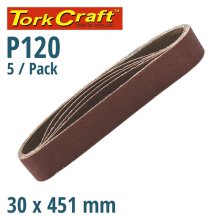 Tork Craft Sanding Belt 30 X 451 Power Hole 120 Grit 5/Pk