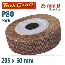 Tork Craft Flap Wheel 205 X 50 X 25mm Bore 80 Grit Per Each