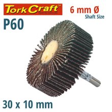Tork Craft Flap Wheel 30 X 10 X 6mm Shaft 60 Grit Per Each (100 Per Box)