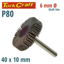Tork Craft Flap Wheel 40 X 10 X 6mm Shaft 80 Grit Per Each (500 Per Box)