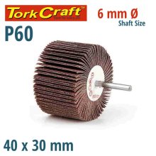 Tork Craft Flap Wheel 40 X 30 X 6mm Shaft 60 Grit Per Each (35 Per Box)