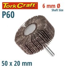 Tork Craft Flap Wheel 50 X 20 X 6mm Shaft 60 Grit Per Each (30 Per Box)