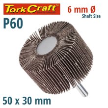 Tork Craft Flap Wheel 50 X 30 X 6mm Shaft 60 Grit Per Each (20 Per Box)