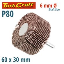 Tork Craft Flap Wheel 60 X 30 X 6mm Shaft 80 Grit Per Each (14 Per Box)