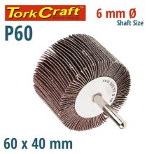 Tork Craft Flap Wheel 60 X 40 X 6mm Shaft 60 Grit Per Each (12 Per Box)