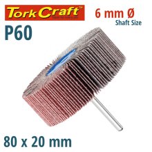 Tork Craft Flap Wheel 80 X 20 X 6mm Shaft 60 Grit Per Each (7 Per Box)