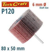 Tork Craft Flap Wheel 80 X 30 X 6mm Shaft 120 Grit Per Each (7 Per Box)