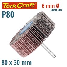 Tork Craft Flap Wheel 80 X 30 X 6mm Shaft 80 Grit Per Each (7 Per Box)