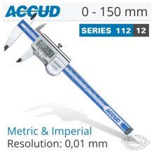 Accud Coolant Proof Digital Caliper 0-150mm/0-6"