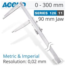 Accud Vernier Caliper Jaw Length 90mm 0-300mm/0-12"