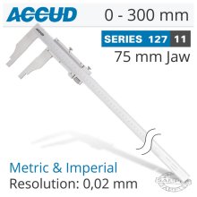 Accud Vernier Caliper Jaw Length 75mm 0-300mm/0-12"